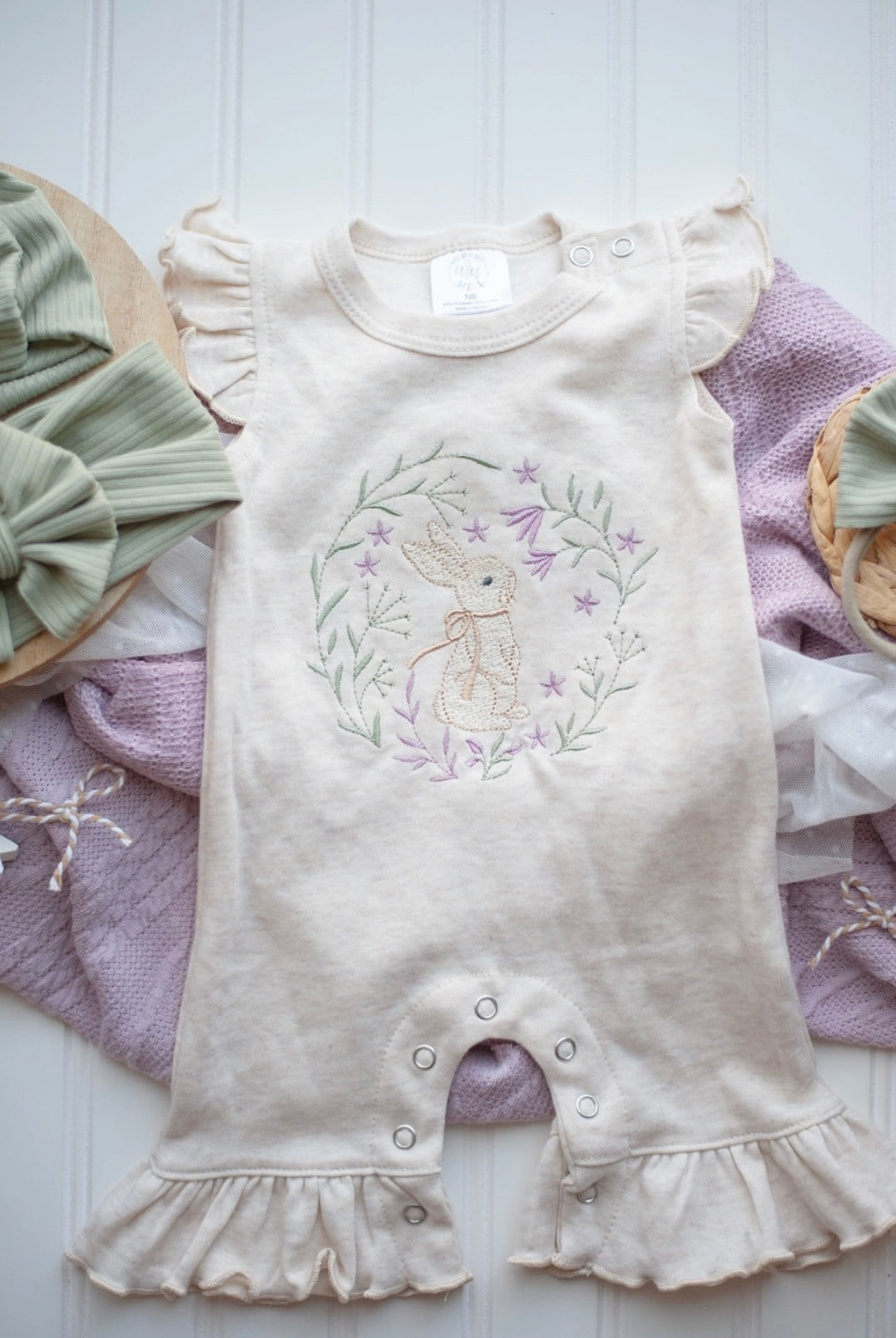 Girl Easter Oatmeal Romper