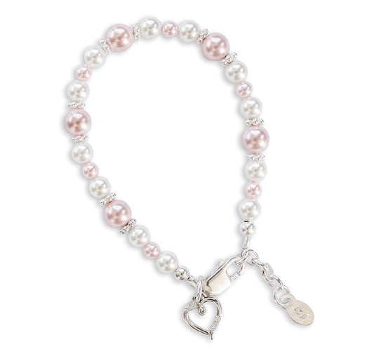 Baby Sterling Silver Pink & White Pearl Bracelet- 0-12 month