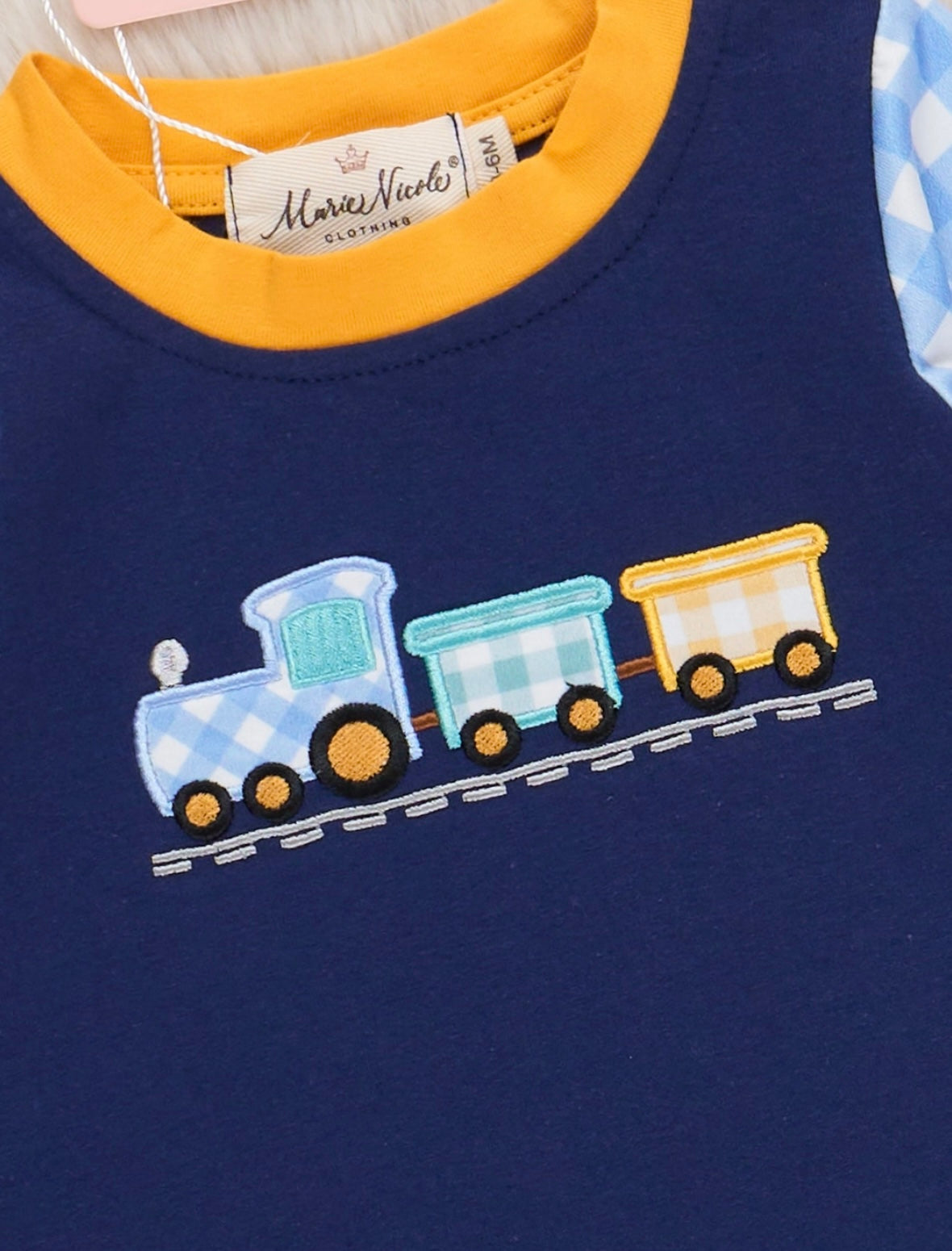 Little Gingham Train Romper