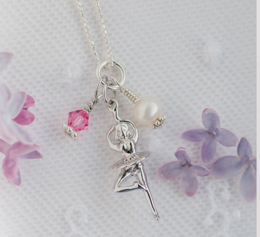 Ballerina Cluster Necklace | 14 inch chain / sterling silver