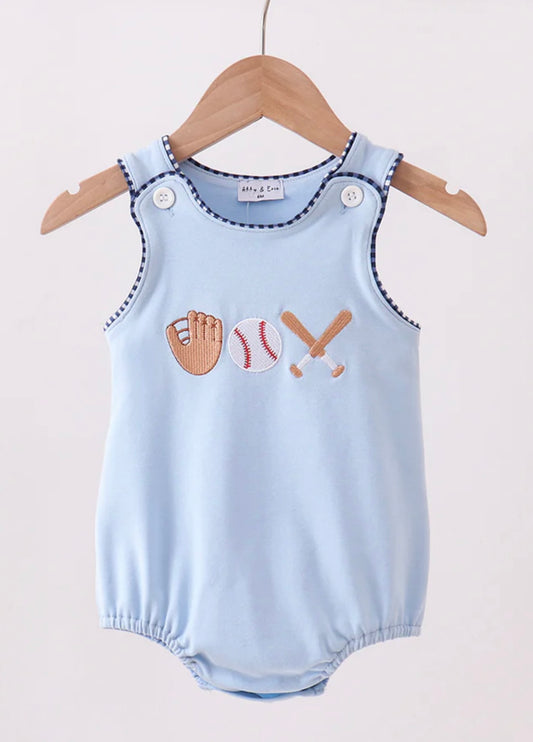 Blue Baseball Appliqué Bubble