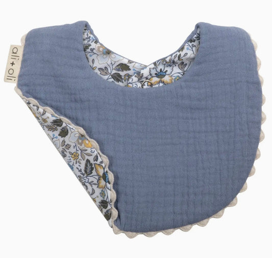 Muslin Cotton Reversable Baby Bib | Blue Bibs