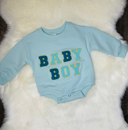 Baby Boy Embroidered Bubble Romper