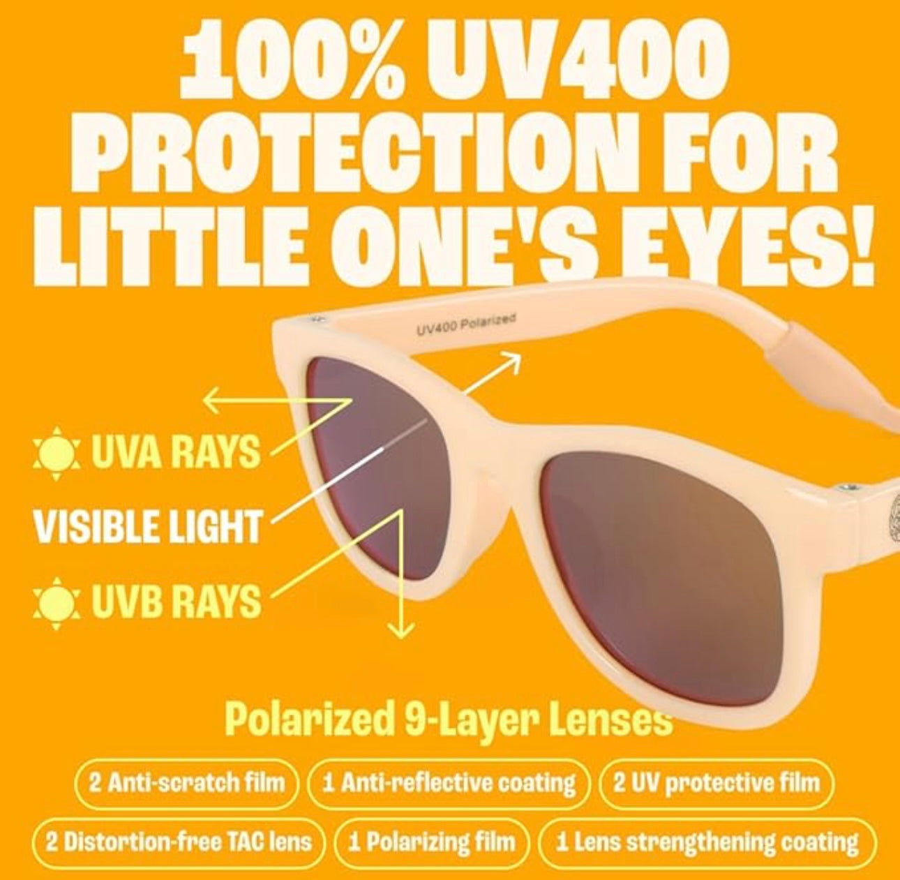 Baby Sunnies - Peach Polarized Sunglasses w/Strap 0-24 Months