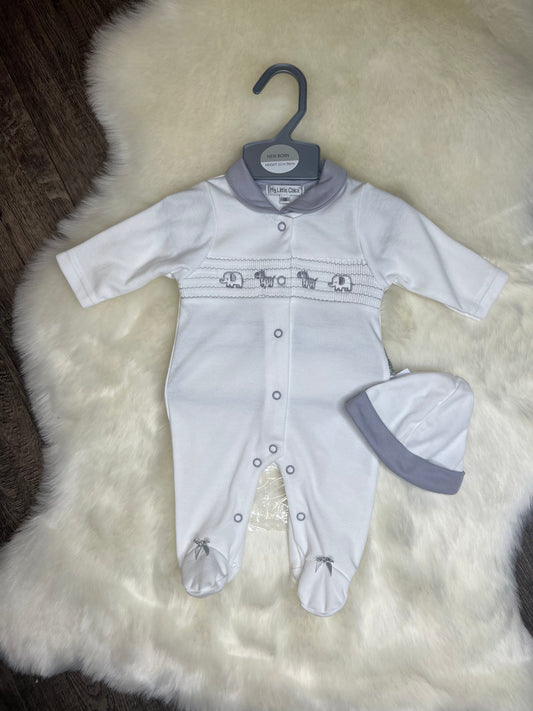 Smocked Baby All-In-One w/ Hat