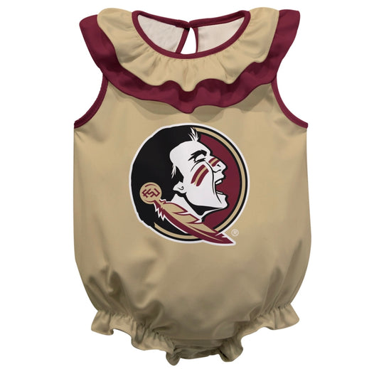 FSU Gold Sleeveless Ruffle Onesie