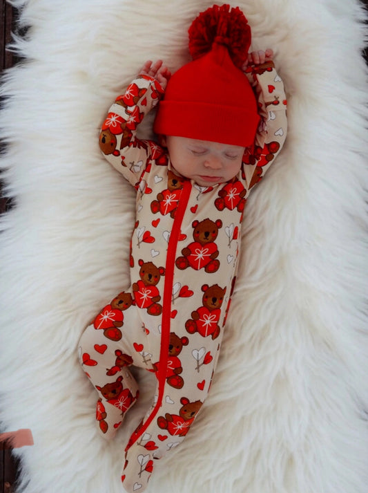 Valentine Tan Bear Bamboo Zip-Up