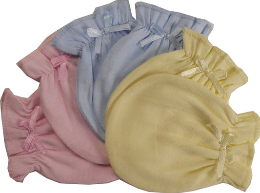 Pastel Cotton Jersey Infant Mittens - Pink
