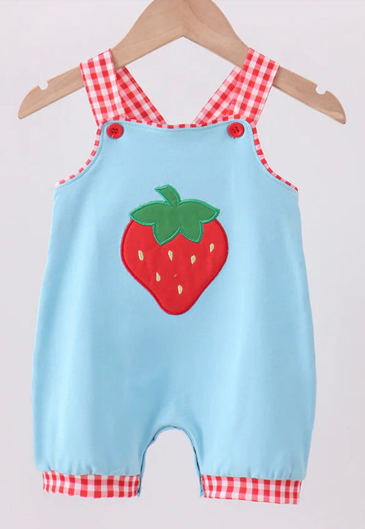 Blue Strawberry Appliqué Bubble