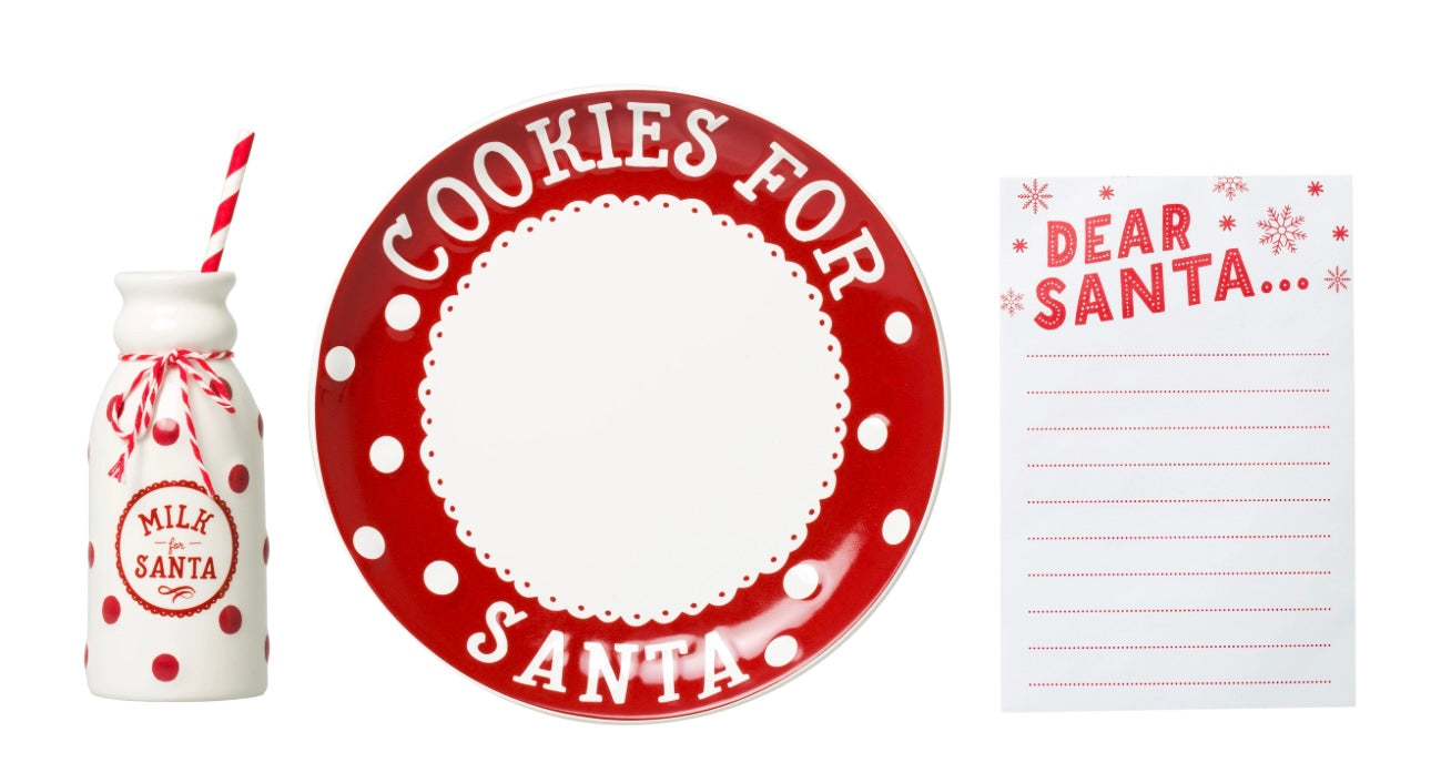 Santa’s Milk Jug, Plate & Dear Santa Notepad Set