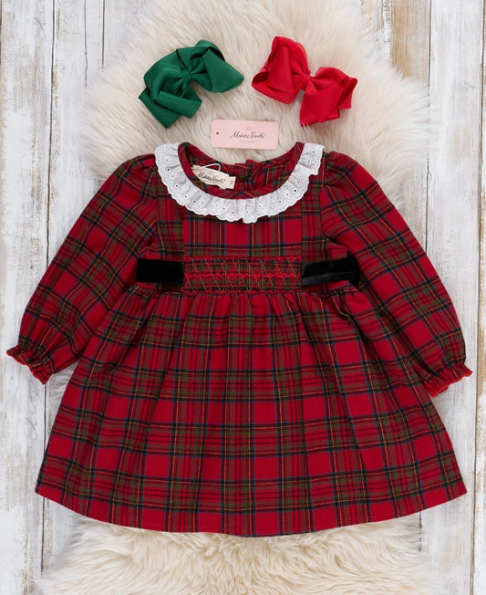 Jolly Party Smocked Flannel Dress