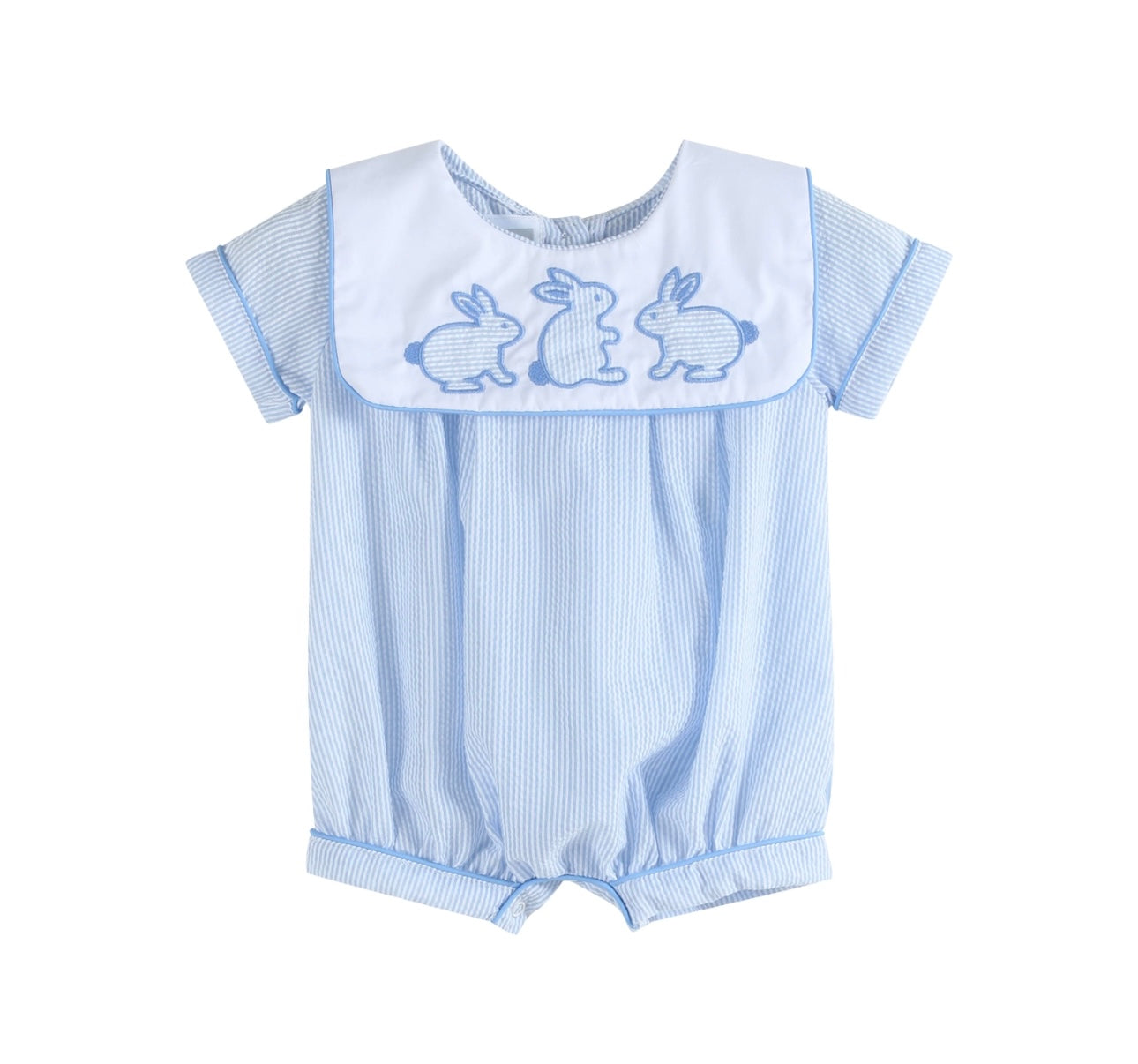 Blue Stripe Bunny Romper