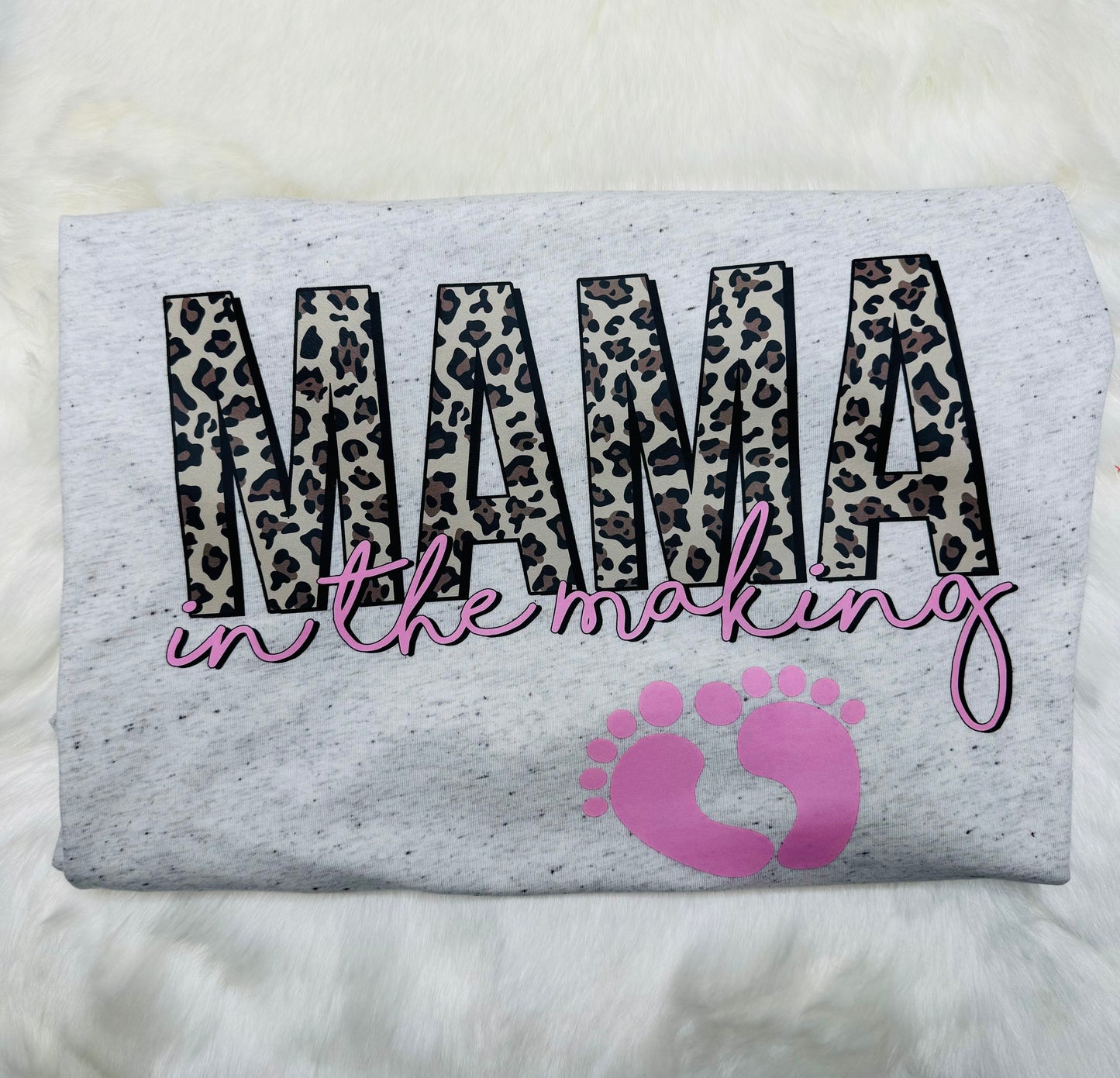 “Mama in the Making” in Pink Tee