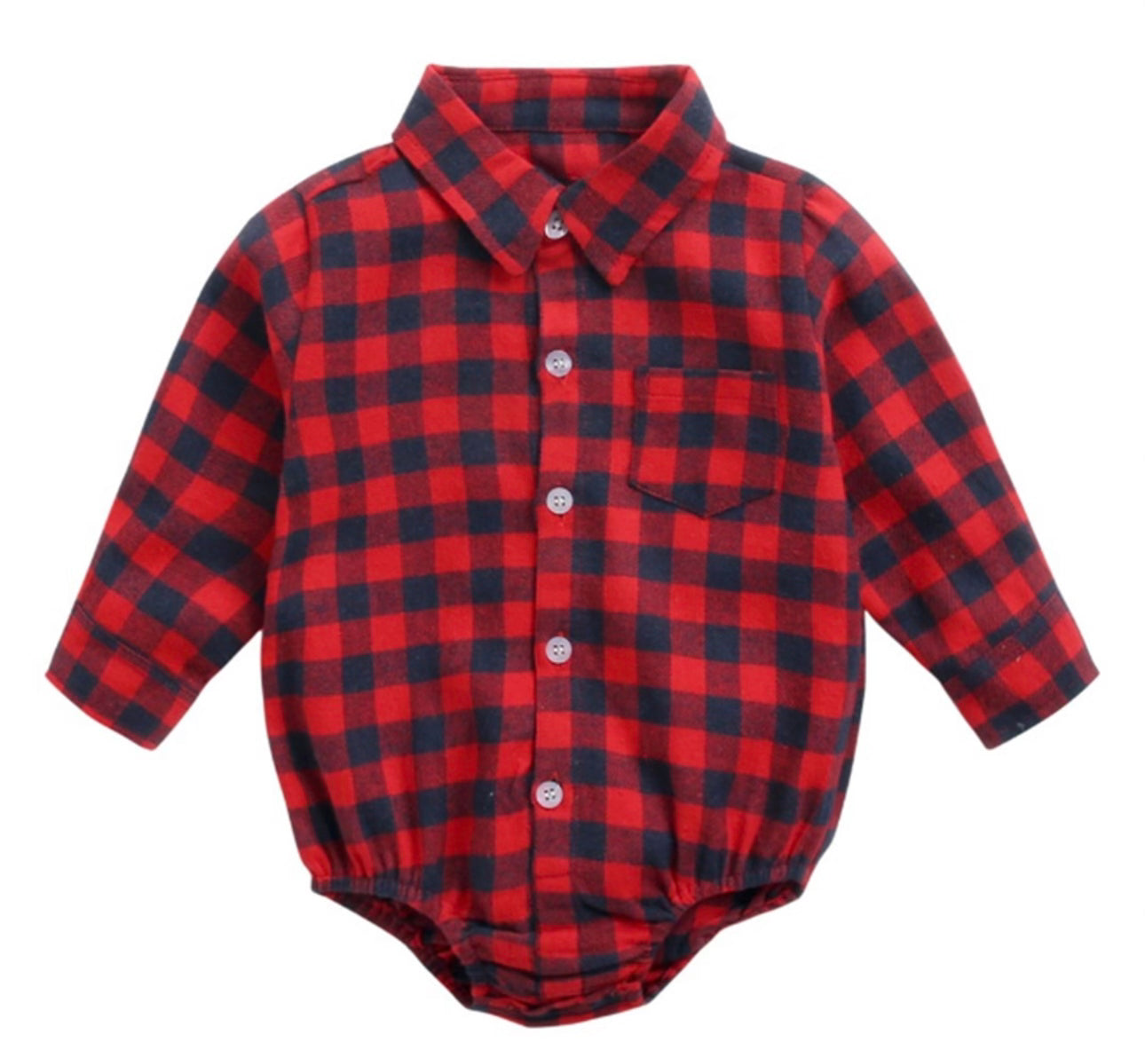 Plaid Boys Romper | Red