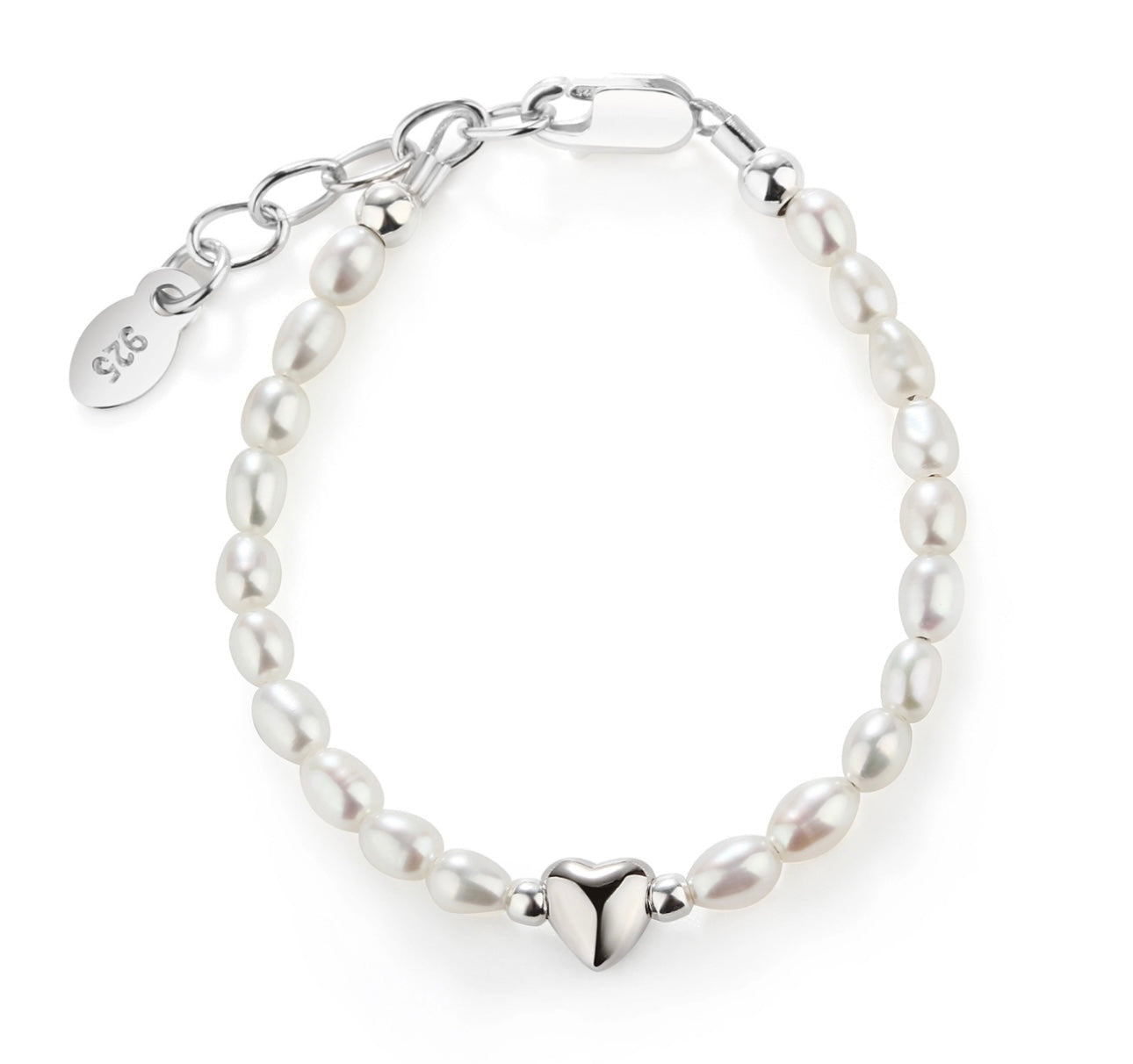 Sterling Silver Pearl & Heart Bracelet