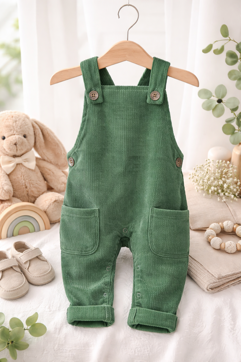 Green Corduroy Overalls
