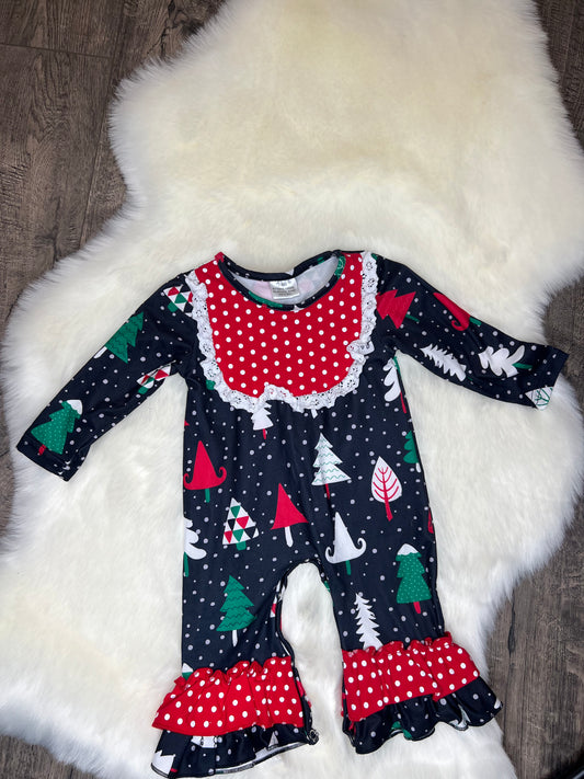 Christmas Tree Polka Dots Romper