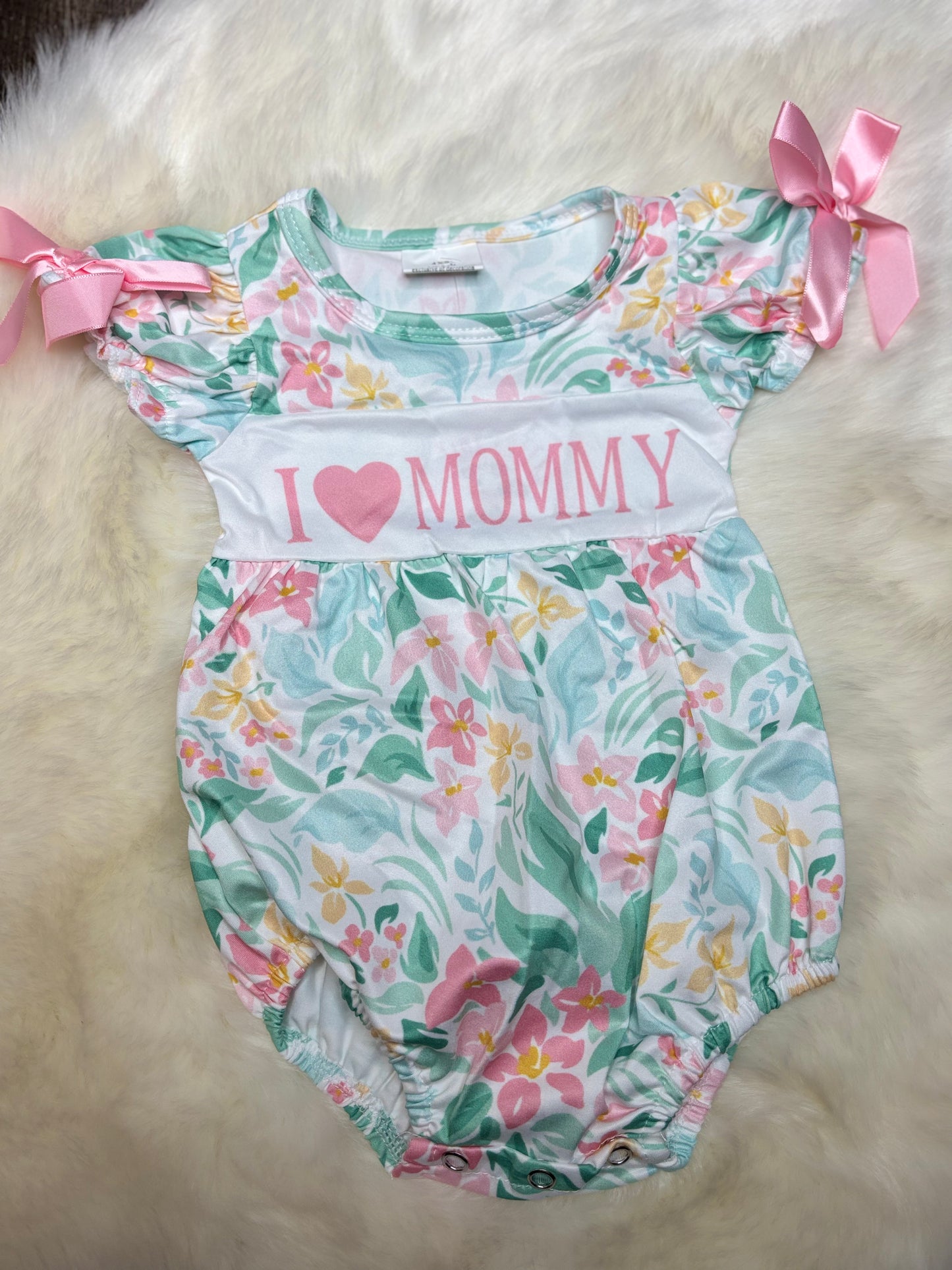 I Love Mommy Baby Floral Romper