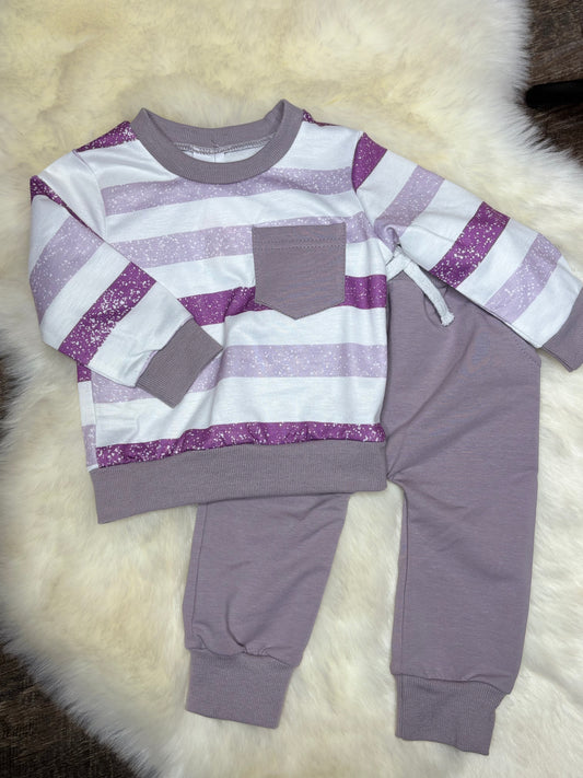 Purple Sweatshirt & Pants Set