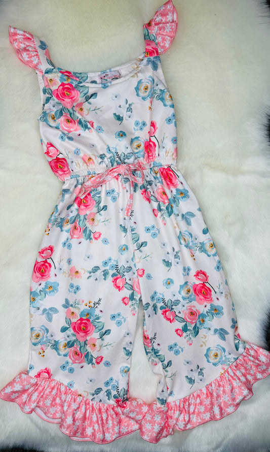 Vintage Floral Girls Romper