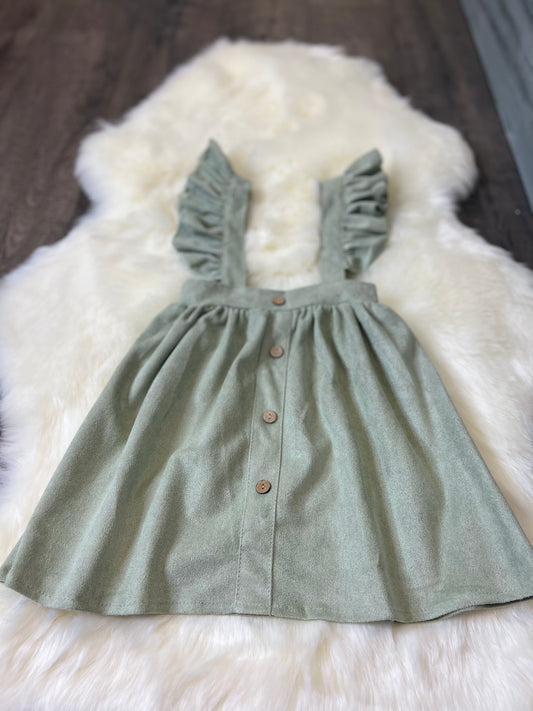 Sage Ruffle Suspender Dress