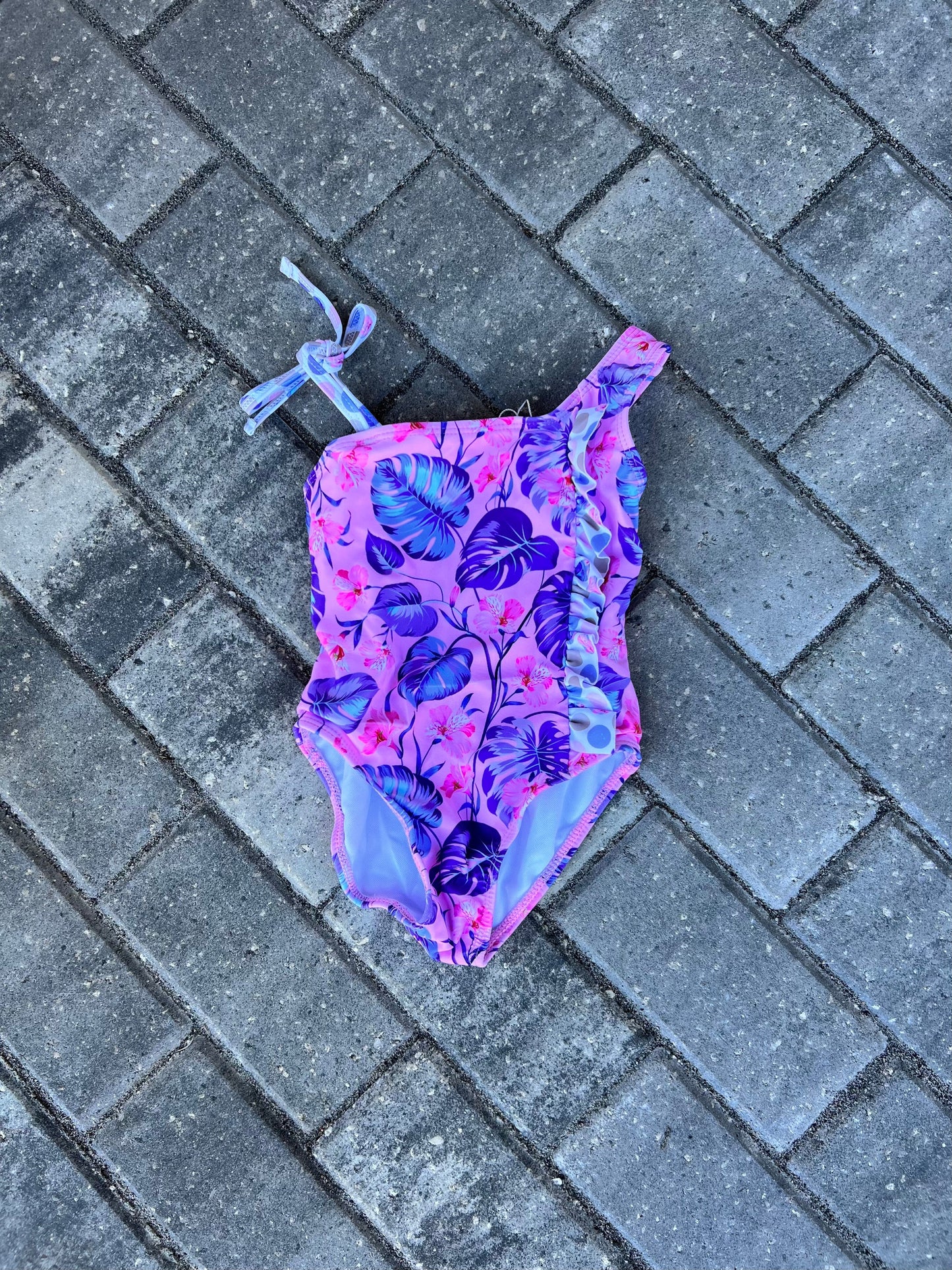 Pink & Purple Floral 1pc. Bath Suit